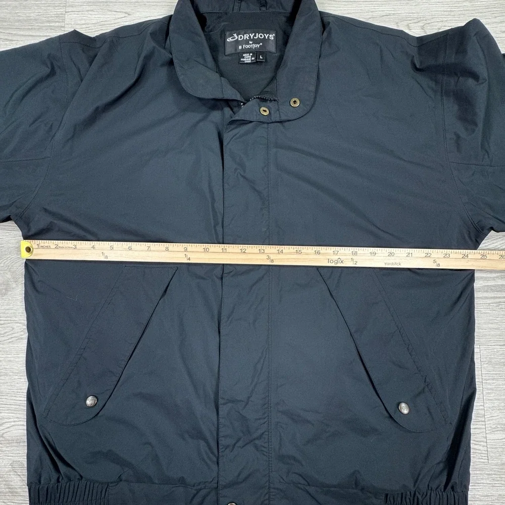 FootJoy Men's Jacket DryJoys Golf Rain Windbreaker Black Large‎ Zip Off Sleeves
